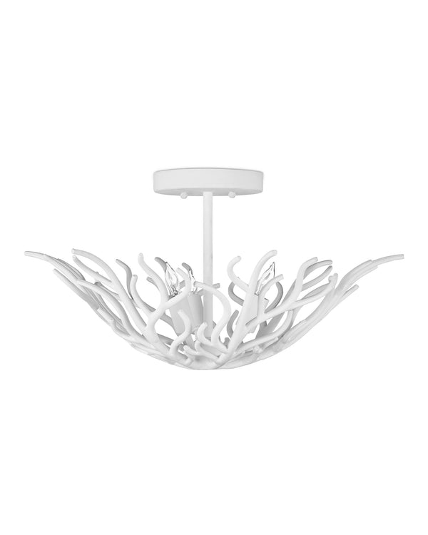 Currey & Company Snowfall Wrought Iron Branch Semi Flush Mount for Entryways and Coastal Interiors 9000-1124