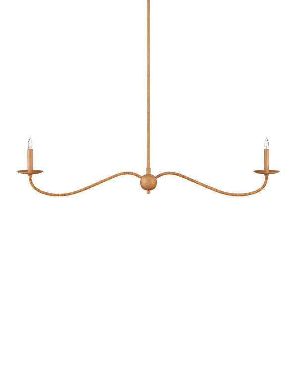Currey & Company Saxon Handcrafted Rattan Linear Chandelier for Kitchen Islands and Dining Areas 9000-1127