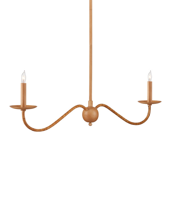 Currey & Company Saxon Handcrafted Rattan Linear Chandelier for Kitchen Islands and Dining Areas 9000-1127