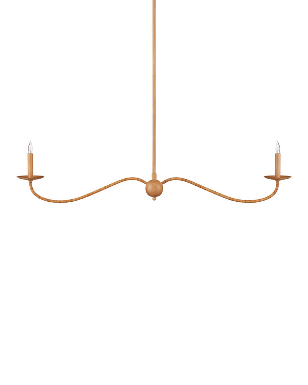 Currey & Company Saxon Handcrafted Rattan Linear Chandelier for Kitchen Islands and Dining Areas 9000-1127
