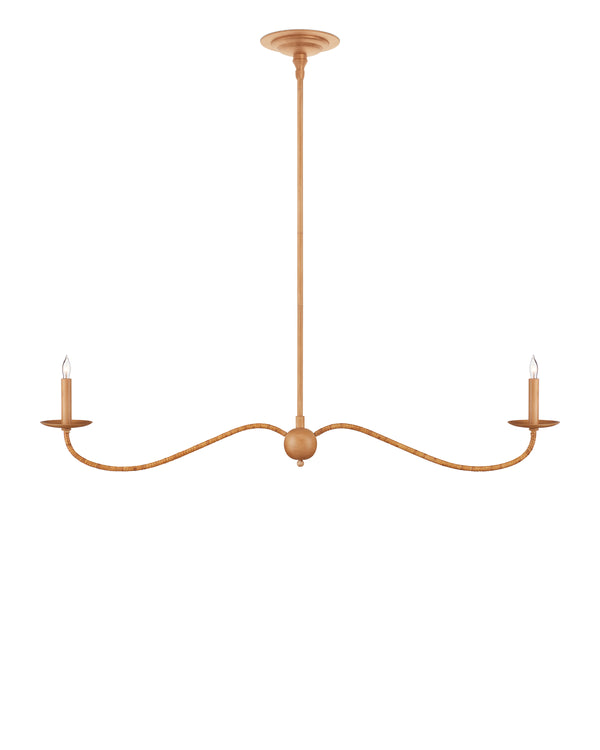 Currey & Company Saxon Handcrafted Rattan Linear Chandelier for Kitchen Islands and Dining Areas 9000-1127