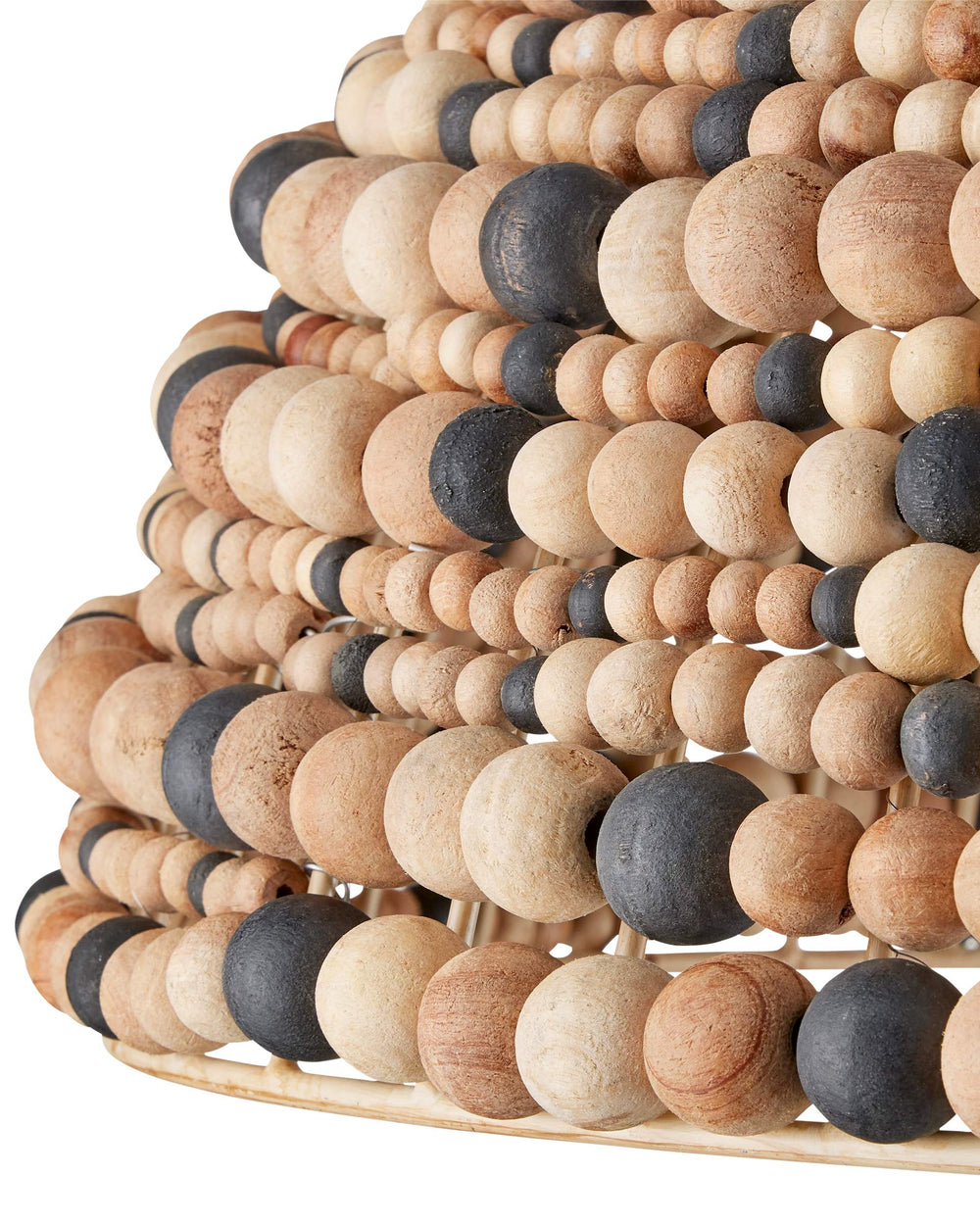 Currey & Company Medley Boho Wood Bead Dome Pendant Light Sculptural Focal Piece for Dining Rooms 9000-1167