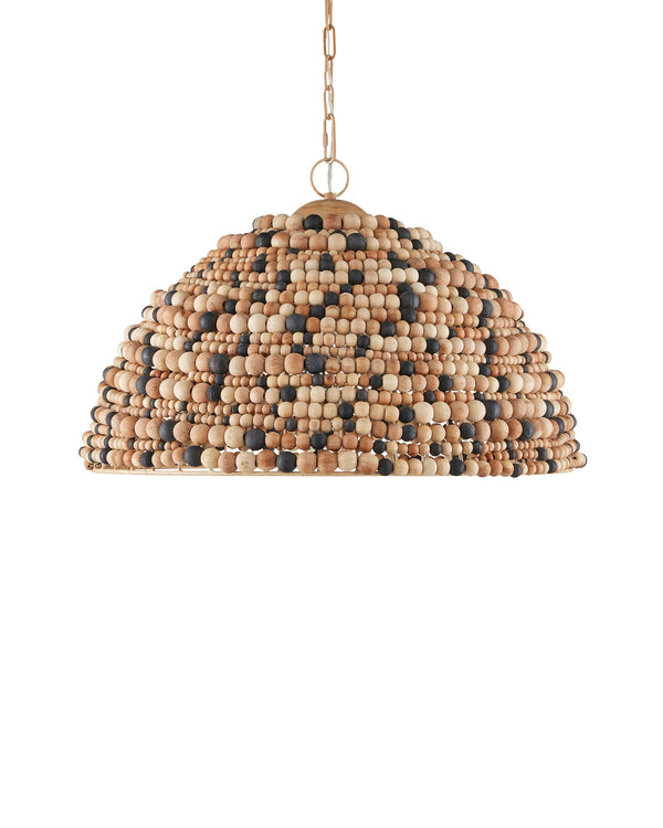 Currey & Company Medley Boho Wood Bead Dome Pendant Light Sculptural Focal Piece for Dining Rooms 9000-1167