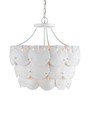 Currey & Company Tulum Bone China Sand Dollar Chandelier Coastal Sculptural Tiered Ambient Light 9000-1202
