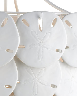 Currey & Company Tulum Bone China Sand Dollar Chandelier Coastal Sculptural Tiered Ambient Light 9000-1202