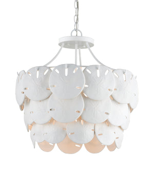Currey & Company Tulum Bone China Sand Dollar Chandelier Coastal Sculptural Tiered Ambient Light 9000-1202