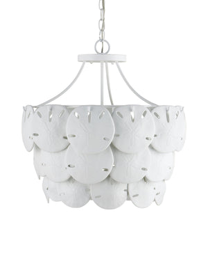 Currey & Company Tulum Bone China Sand Dollar Chandelier Coastal Sculptural Tiered Ambient Light 9000-1202