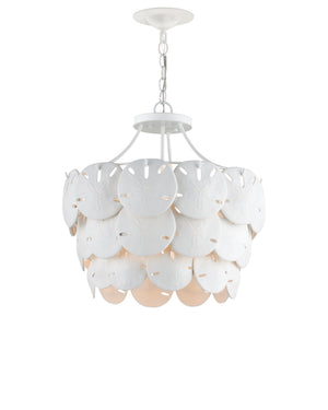 Currey & Company Tulum Bone China Sand Dollar Chandelier Coastal Sculptural Tiered Ambient Light 9000-1202