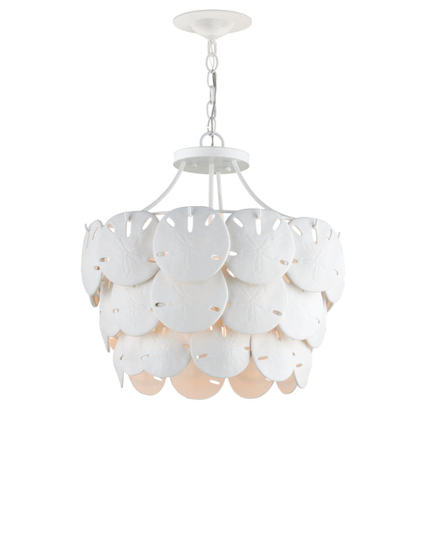 Currey & Company Tulum Bone China Sand Dollar Chandelier Coastal Sculptural Tiered Ambient Light 9000-1202