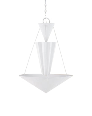 Currey & Company Empyrean Tiered Geometric Chandelier Wrought Iron Yeso Blanco Transitional Ceiling Light 9000-1223