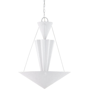 Currey & Company Empyrean Tiered Geometric Chandelier Wrought Iron Yeso Blanco Transitional Ceiling Light 9000-1223