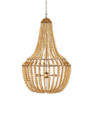 Currey & Company Penelope Bohemian Empire Chandelier with Beaded Strands and Antique Brass Wrought Iron Frame 9000-1231