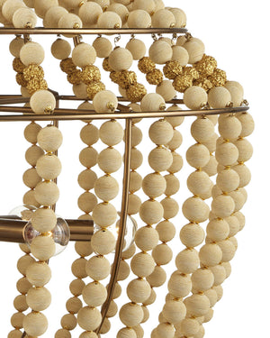 Currey & Company Penelope Bohemian Empire Chandelier with Beaded Strands and Antique Brass Wrought Iron Frame 9000-1231