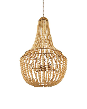 Currey & Company Penelope Bohemian Empire Chandelier with Beaded Strands and Antique Brass Wrought Iron Frame 9000-1231