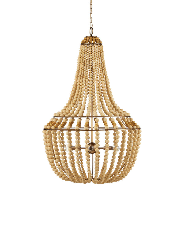 Currey & Company Penelope Bohemian Empire Chandelier with Beaded Strands and Antique Brass Wrought Iron Frame 9000-1231