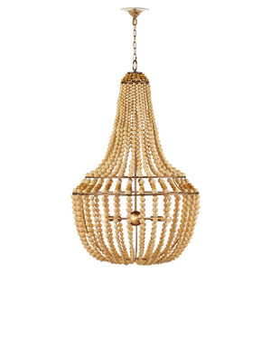 Currey & Company Penelope Bohemian Empire Chandelier with Beaded Strands and Antique Brass Wrought Iron Frame 9000-1231