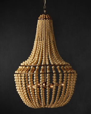 Currey & Company Penelope Bohemian Empire Chandelier with Beaded Strands and Antique Brass Wrought Iron Frame 9000-1231