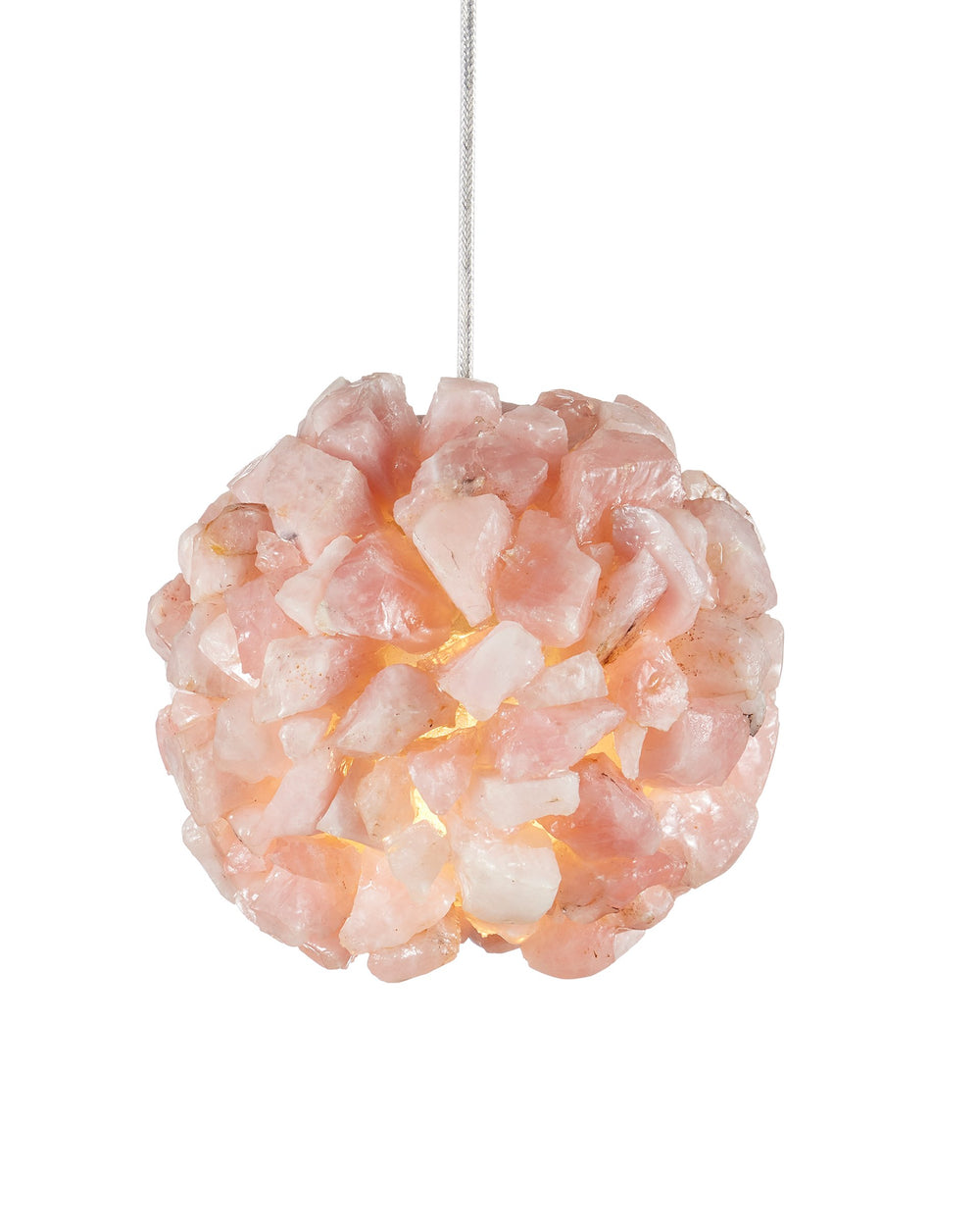 Currey & Company Clio Rose Quartz Orb Pendant Light Natural Stone Glowing Boho Vanity Accent 9000-1267