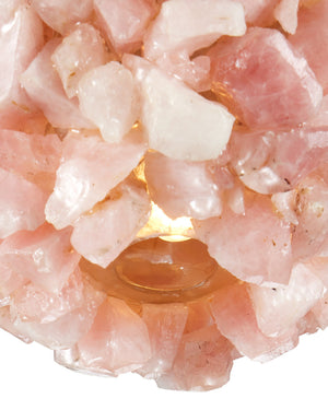 Currey & Company Clio Rose Quartz Orb Pendant Light Natural Stone Glowing Boho Vanity Accent 9000-1267