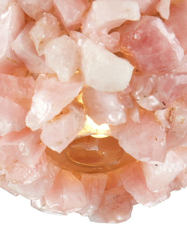 Currey & Company Clio Rose Quartz Orb Pendant Light Natural Stone Glowing Boho Vanity Accent 9000-1267