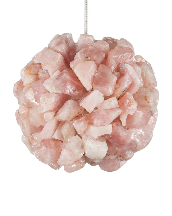Currey & Company Clio Rose Quartz Orb Pendant Light Natural Stone Glowing Boho Vanity Accent 9000-1267