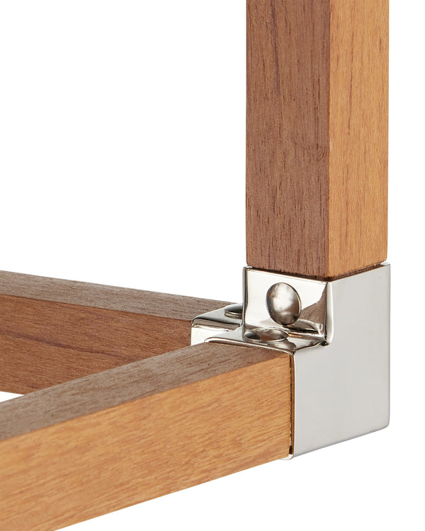 Currey & Company Boyd Teak and Polished Nickel Four Light Semi Flush Mount for Bath or Hallway 9000-1284