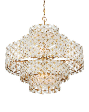 Currey & Company Spring Frosted Glass Floral Tiered Ceiling Fixture for Dining Rooms and Grand Entryways Chandelier 9000-1331