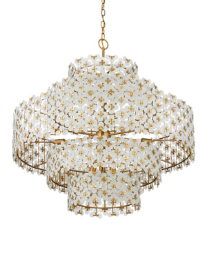 Currey & Company Spring Frosted Glass Floral Tiered Ceiling Fixture for Dining Rooms and Grand Entryways Chandelier 9000-1331