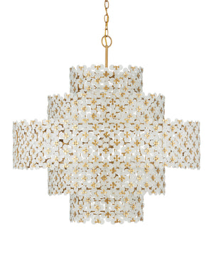 Currey & Company Spring Frosted Glass Floral Tiered Ceiling Fixture for Dining Rooms and Grand Entryways Chandelier 9000-1331