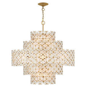 Currey & Company Spring Frosted Glass Floral Tiered Ceiling Fixture for Dining Rooms and Grand Entryways Chandelier 9000-1331