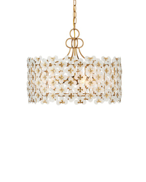 Currey & Company Spring Frosted Glass Floral Tiered Ceiling Fixture for Dining Rooms and Grand Entryways Pendant 9000-1332