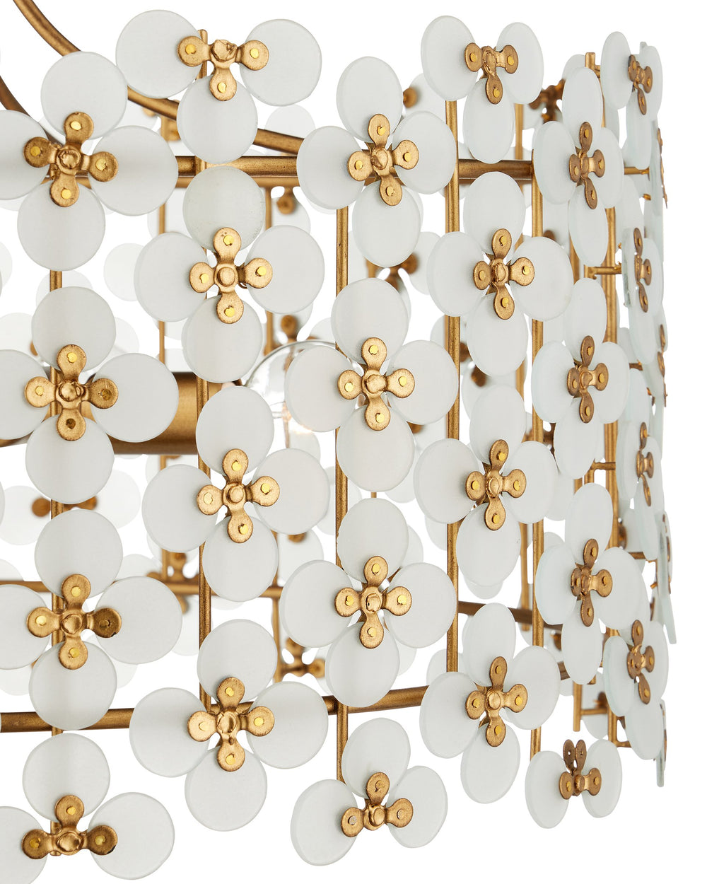 Currey & Company Spring Frosted Glass Floral Tiered Ceiling Fixture for Dining Rooms and Grand Entryways Pendant 9000-1332