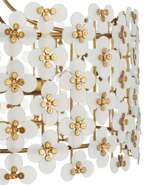 Currey & Company Spring Frosted Glass Floral Tiered Ceiling Fixture for Dining Rooms and Grand Entryways Pendant 9000-1332
