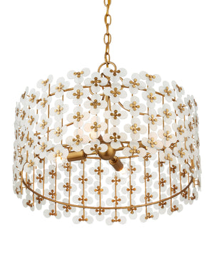 Currey & Company Spring Frosted Glass Floral Tiered Ceiling Fixture for Dining Rooms and Grand Entryways Pendant 9000-1332