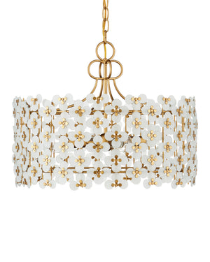 Currey & Company Spring Frosted Glass Floral Tiered Ceiling Fixture for Dining Rooms and Grand Entryways Pendant 9000-1332
