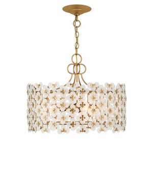 Currey & Company Spring Frosted Glass Floral Tiered Ceiling Fixture for Dining Rooms and Grand Entryways Pendant 9000-1332