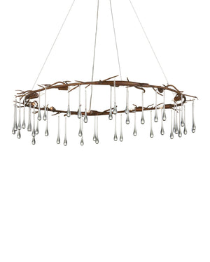 Currey & Company Morning Grove Wrought Iron Crystal Chandelier Organic Twig Frame Rhine Gold Dining 9000-1333