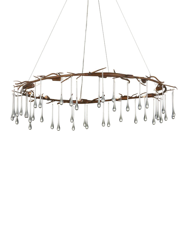 Currey & Company Morning Grove Wrought Iron Crystal Chandelier Organic Twig Frame Rhine Gold Dining 9000-1333