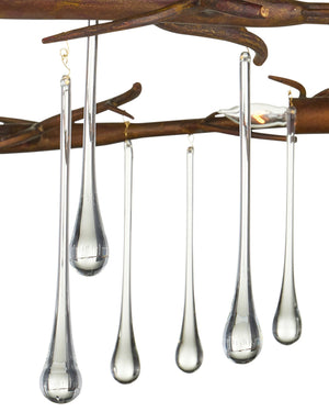 Currey & Company Morning Grove Wrought Iron Crystal Chandelier Organic Twig Frame Rhine Gold Dining 9000-1333