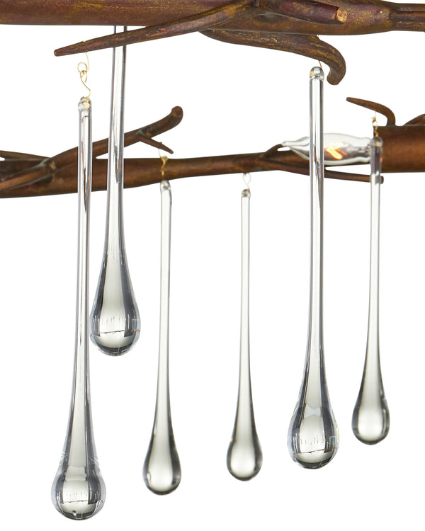 Currey & Company Morning Grove Wrought Iron Crystal Chandelier Organic Twig Frame Rhine Gold Dining 9000-1333
