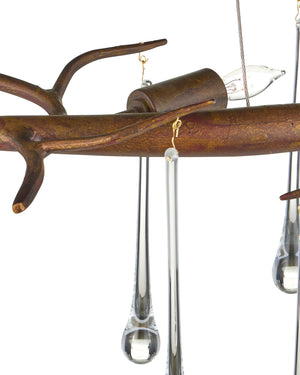 Currey & Company Morning Grove Wrought Iron Crystal Chandelier Organic Twig Frame Rhine Gold Dining 9000-1333
