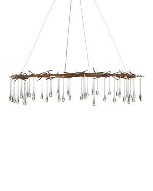 Currey & Company Morning Grove Wrought Iron Crystal Chandelier Organic Twig Frame Rhine Gold Dining 9000-1333