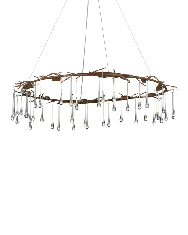 Currey & Company Morning Grove Wrought Iron Crystal Chandelier Organic Twig Frame Rhine Gold Dining 9000-1333