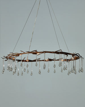 Currey & Company Morning Grove Wrought Iron Crystal Chandelier Organic Twig Frame Rhine Gold Dining 9000-1333