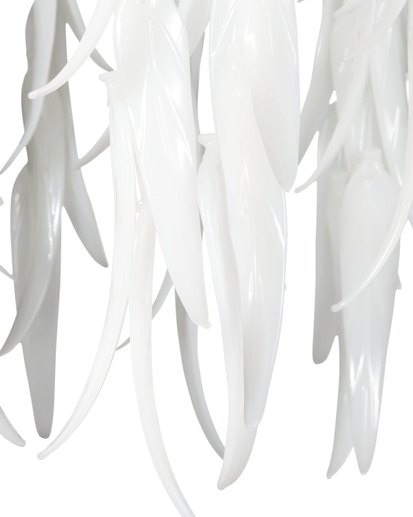 Currey & Company Glen Arbor Frosted Glass Leaf Pendant Light Wrought Iron Fixture for Dining Foyer Small 9000-1334