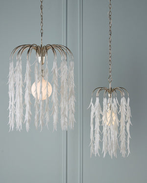 Currey & Company Glen Arbor Frosted Glass Leaf Pendant Light Wrought Iron Fixture for Dining Foyer Small 9000-1334