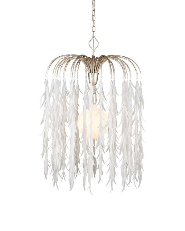 Currey & Company Glen Arbor Frosted Glass Leaf Pendant Light Wrought Iron Fixture for Dining Foyer Medium 9000-1335