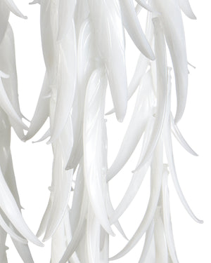 Currey & Company Glen Arbor Frosted Glass Leaf Pendant Light Wrought Iron Fixture for Dining Foyer Medium 9000-1335