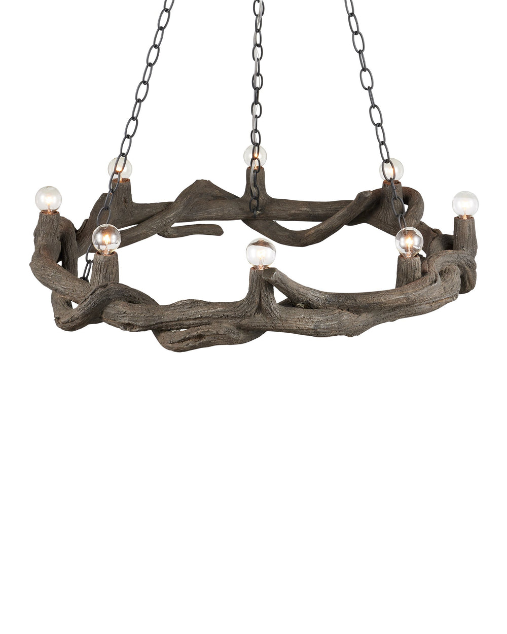 Currey & Company Dunmore Faux Bois Concrete Ring Chandelier Organic Textured Dark Finish Dining Room 9000-1336