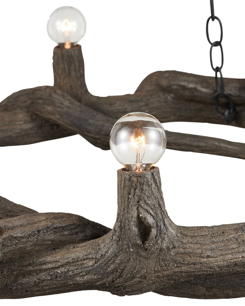 Currey & Company Dunmore Faux Bois Concrete Ring Chandelier Organic Textured Dark Finish Dining Room 9000-1336
